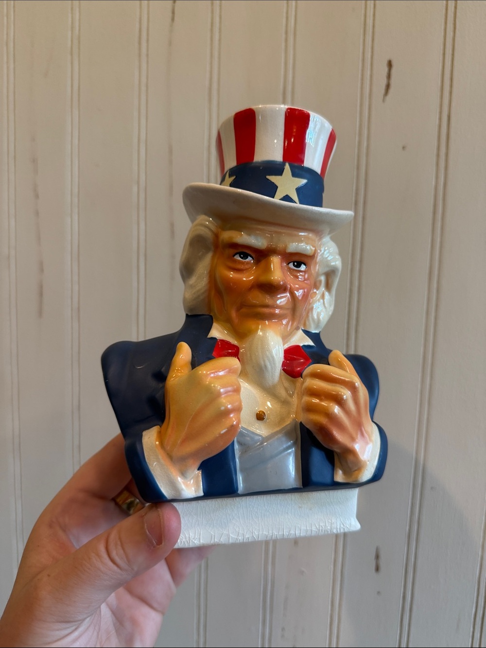 Vintage Ceramic Uncle Sam Coin Promotion Patriotic Bank